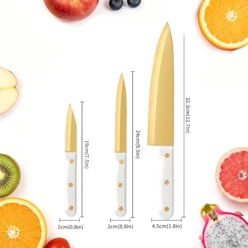 Gold Kitchen Knife Set, Chef Utility Knife for Paring and Cutting