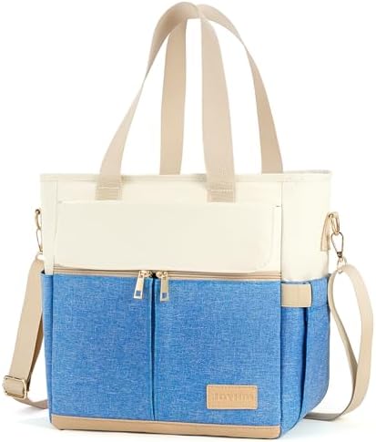 JOYHILL Lunch Bag for Women, Lunch Tote Leakproof Insulated Lunch Box with Shoulder Strap, Adult Reusable Lunch Cooler Tote Bags for Work Picnic Camping Beach (I-LIGHT BLUE)