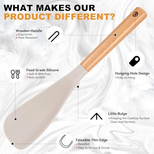 2 Pack Silicone Cooking Spoon for Nonstick Cookware, Silicone Spatula Spoon
