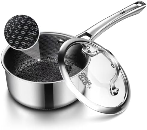 Sauce pan with lid,1.5 Quart Hybrid Nonstick Sauce pan