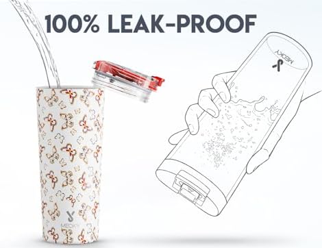 Meoky 24 oz Insulated Travel Coffee Mug: Leak Proof Lid, Jewel Butterfly