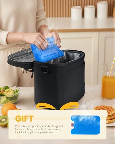 LOVEVOOK Insulated Lunch Box for Women Men, Reusable Lunch Bag for Work Picnic Beach College School, Leakproof Cooler Bag with Shoulder Strap & Ice Pack, Lunch Box/Bag for Mom Teacher Kids Girl Boy