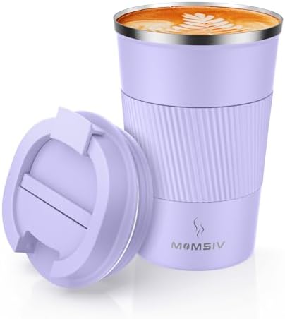 MOMSIV 12oz Travel Coffee Mug, Insulated Coffee Cup with Leakproof Lid