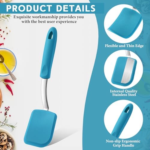 Small Silicone Spatula Mini Silicone Cookie Spatula, Light Blue