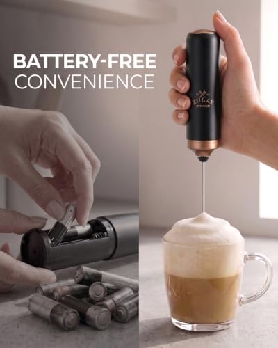 Zulay Kitchen Rechargeable Milk Frother Handheld - Triple Coil Whisk, Electric Coffee Frother, Portable Hand Frother Wand, Drink Mixer for Matcha, Lattes & Cappuccinos, Kitchen Gifts - Black Copper
