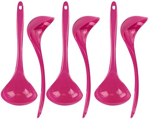 Reston Lloyd Melamine Soup Ladle Kitchen Utensil, Premium Quality Utensil with Heat Resistant Ergonomic Handle, Durable BPA-Free Plastic, 10.5 inch long, 6pc Set, Magenta