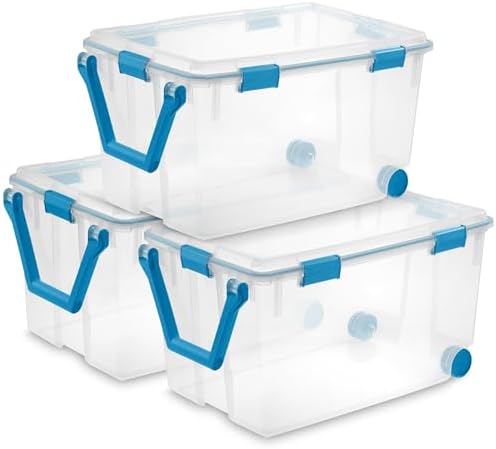 Sterilite Gasket Storage Box with Lids for Home & Office, 120 Quart, 3-Pack