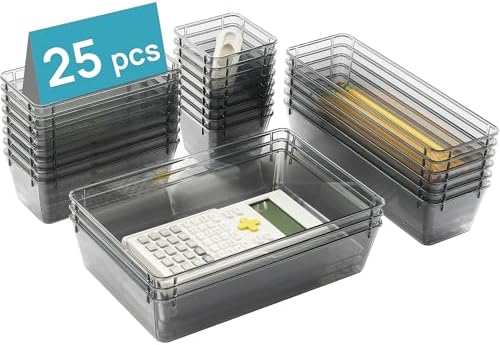 Vtopmart 25 Pack Plastic Drawer Organizers with Non-slip Rubber Pads