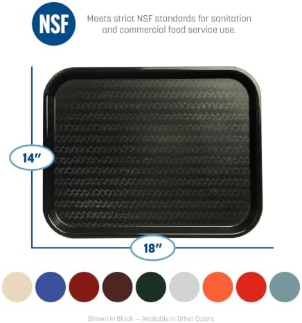 Carlisle FoodService Products Fast Food Cafeteria Tray, Durable Polypropylene with Slip-Resistant Surface, Stackable for Cafes and Schools, BPA-Free, Rectangular, Black
