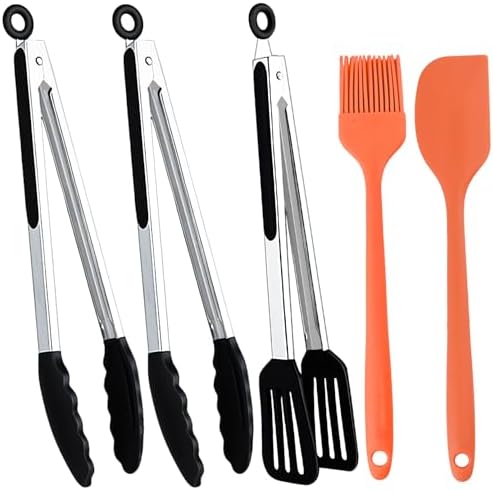 2 Pack Kitchen Tongs & 1 Shovel Clamp both with Silicone Tips,9 In