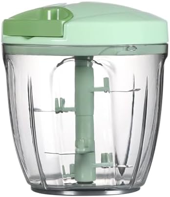 Ourokhome Manual Food Processor Vegetable Chopper, Portable Hand Pull String Garlic Mincer Onion Cutter for Veggies, Ginger, Fruits, Nuts, Herbs, etc., 900ml, Green