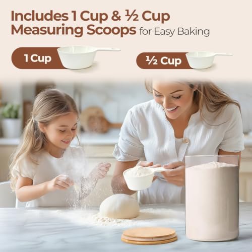 ComSaf Flour Sugar Storage Containers 4 Qt, 2 Pack Glass Flour Container