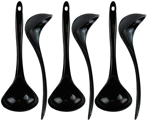 Reston Lloyd Melamine Soup Ladle Kitchen Utensil, Premium Quality Utensil with Heat Resistant Ergonomic Handle, Durable BPA-Free Plastic, 10.5 inch long, 6pc Set, Black
