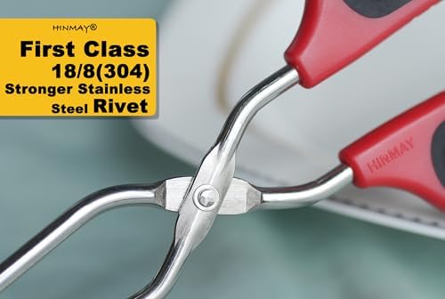 HINMAY Stainless Steel Kitchen Scissor Tongs Set, Set of 3 (10/12/16 Inch)
