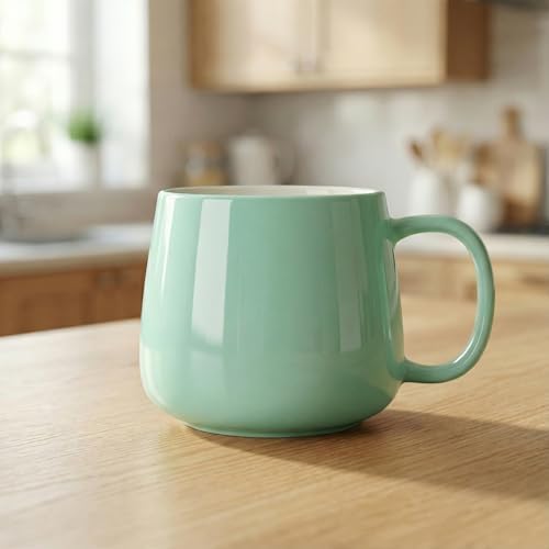 Teocera Coffee Mugs Set of 4-12oz Chip-Resistant Ceramic Cups with Ergonomic Handle | Dishwasher & Microwave Safe Mint Green Mugs | Keeps Beverage Hot, Perfect for Family Kitchen & Holiday Gifts