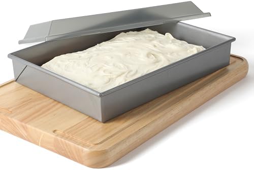 Calphalon Titan Bake Pan with Lid, Nonstick Bakeware Set, Aluminized Steel PFOA-Free for Even Heating, Commercial Quality Baking 13" x 9" Cake Pan (Pack of 2)