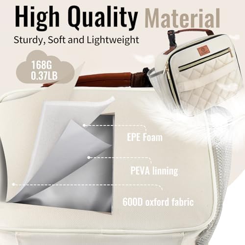 Genteen 2 Packs Lunch Box for Men Women Adults Kids - Insulated LunchBox Reusable, Zip Closure & Buckle Handle, Portable Cooler for Work, School, Travel (Black+White)
