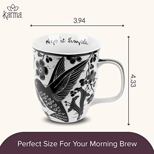 Karma Gifts 14 oz Black and White Boho Mug Hummingbird - Cute Coffee and Tea Mug - Ceramic Coffee Mugs for Women and Men