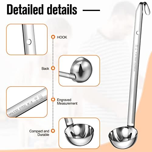 Cunhill 5 Pcs Soup Ladles Stainless Steel Serving Ladles with Long Handle for Serving, Cooking, Stirring, Portioning Kitchen Restaurant Accessories(3 oz)