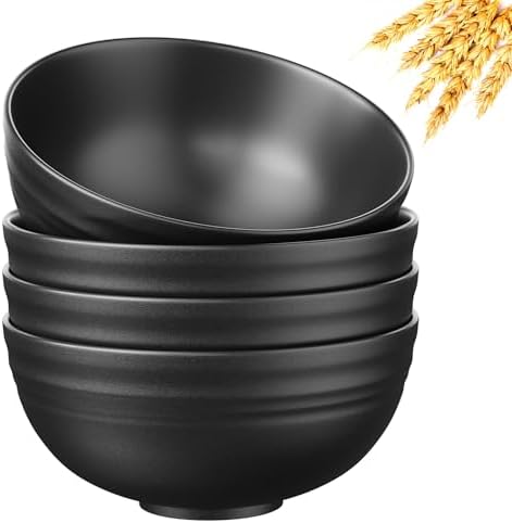 Quatish 4 PCS Cereal Bowls, Plastic Bowls, Small Snack Soup Kitchen Bowl