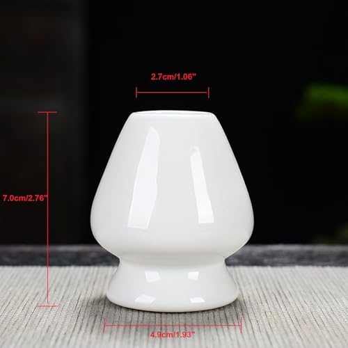 Ceramic Matcha Whisk Holder Stand for Bamboo Matcha Chasen (White)