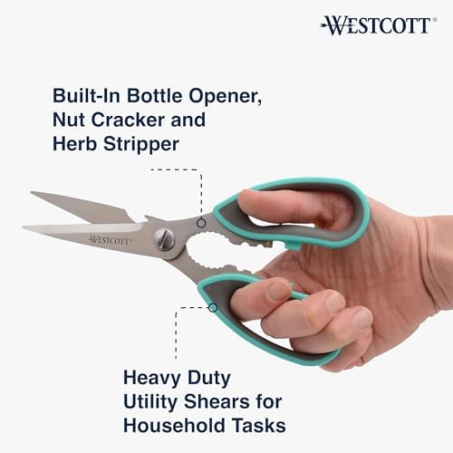Westcott Titanium-Bonded Kitchen Shears - 8.5-Inch Durable and Versatile Utility Scissors with Soft Handle for Precise Cutting, Ideal for Cooking