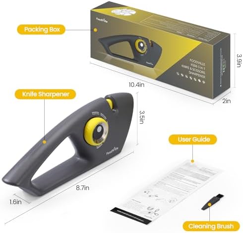 FoodVille 5 in 1 Knife Sharpener with 5 Stages including Tungsten, Diamond, Ceramic for Scissors and All Kinds of Kitchen Knives with Straight and Serrated Blades