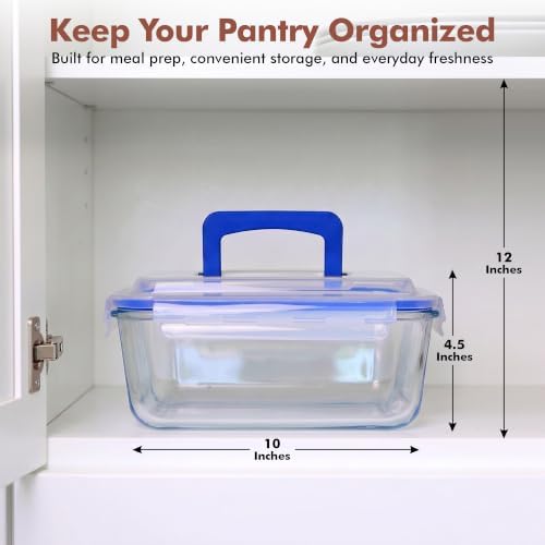 Razab 3000 ml / 102 oz Large Glass Storage Container with Easy Carry Handle