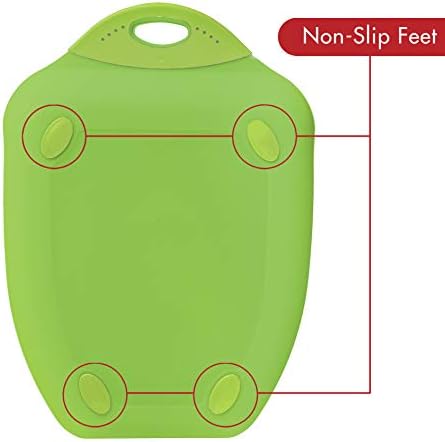 Dexas Chop & Scoop Cutting Board, 9.5 x 13 Inch, Solid Green, BPA-Free Dishwasher Safe Kitchen Prep Board with Handle
