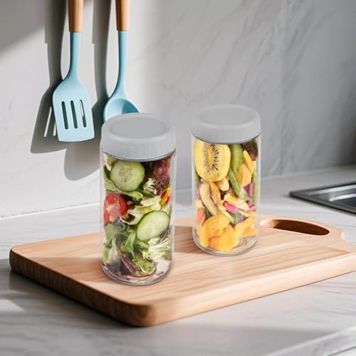 Overnight Oats Containers with Lids, 24oz Wide Mouth Mason Jars with Lids, 9 Pack Glass Jars with Airtight lid for Chia Pudding Yogurt Salad, Meal Prer Oatmeal Jars, Gray