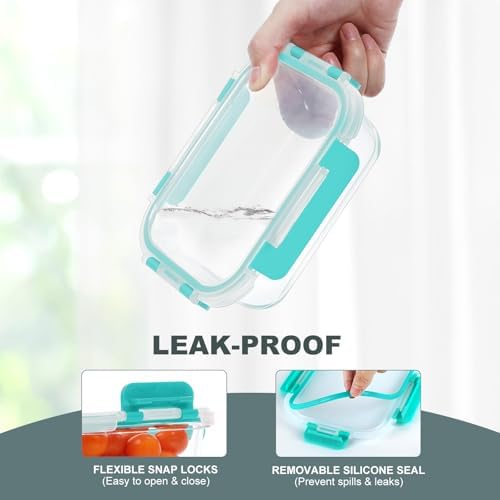 KOMUEE 10 Packs 22 oz Glass Meal Prep Containers, Green