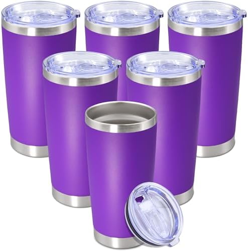 20 oz Tumbler Insulated Tumblers Stainless Steel Coffee Mug,Purple 6PCS