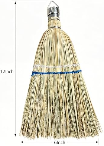 Hand Whisk Broom Corn Straw Broom with Hang Hole for Indoor Outdoor