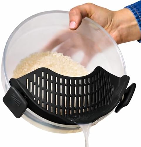 Anyday Silicone Clip On Pot Strainer, Black Sesame