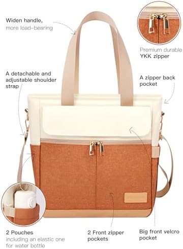 JOYHILL Lunch Bag for Women, Lunch Tote Leakproof Insulated Lunch Box with Shoulder Strap, Adult Reusable Lunch Cooler Tote Bags for Work Picnic Camping Beach (ORANGE)