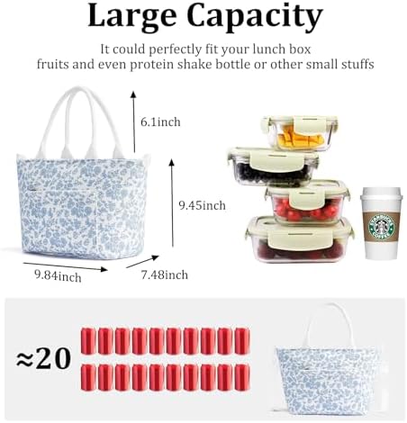 Lunch Bag for Women Adult Large Insulated Lunch Box Girl Cute Corduroy Lunch Tote Bags Reusable Leakproof Cooler Work Picnic