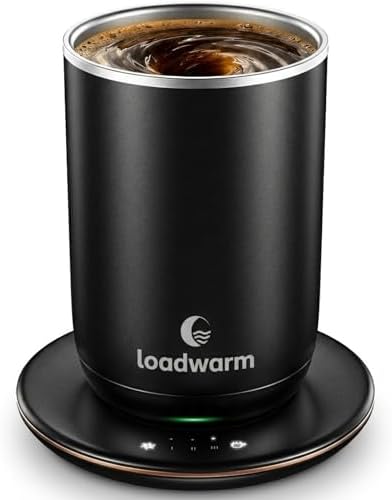 Self Heated Stirring Coffee Mug, 10oz Auto Mixing Cup with Warmer, Black