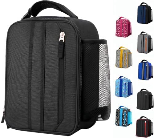 Lunch Box Insulated Lunch bag for Men Teen Kids Boys Adult Portable Stylish Small Lunchbox Special Design for Working Office school Picnic (Black 6L(Without Shoulder Straps))