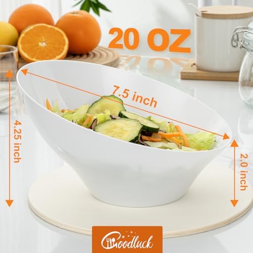 Goodluck 12 Pack white Plastic Serving Bowls for Party - 20 OZ