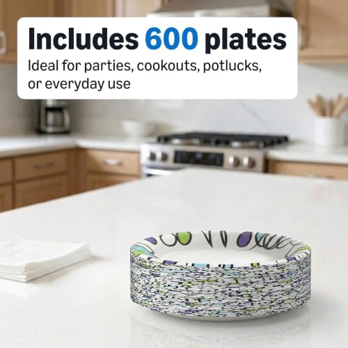 Amazon Basics Ultra Paper Plates, 6.87 Inch, Disposable, 600 Count (2 Pack of 300) (Previously Encore), Packaging May Vary