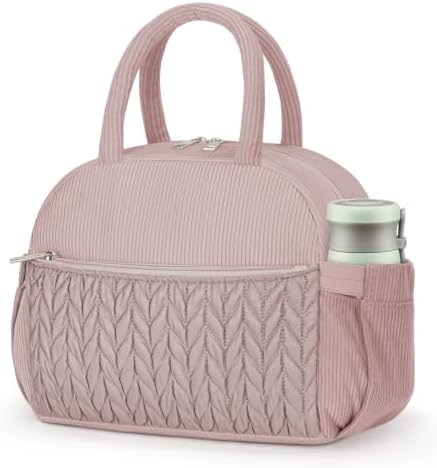 Coobiiya Cotton Quilted Lunch Bag,Cute Insulated Puffer Lunch Box for Women