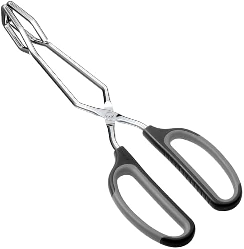 HINMAY Scissor Tongs 10-Inch Stainless Steel Scissor Style Tongs