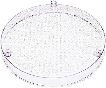 Amazon Basics 2 Tier Lazy Susan Turntable Organizer for Condiments, 12" Diameter, Clear