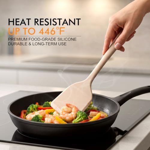 HOTEC 2-Pack Silicone Cooking Turner Spatula set, Khaki
