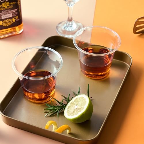 Turbo Bee 100 Pack 9oz Clear Plastic Cups,Disposable Crystal Drinking Cups,PET Plastic Party Cups for Wine,Juice,Iced Coffee and Cold Drinks