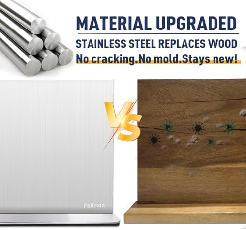 Magnetic Knife Block Without Knives— Stainless Steel Double-Sided Magnetic Knife Holder Stand with Strong Magnets, Knife Storage Organizer for Kitchen Counter top, 16 inch
