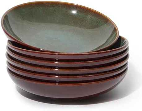 Pokini 8.75'' Ceramic Pasta Bowls Set of 6, Salad Bowls Pasta Serving Bowls