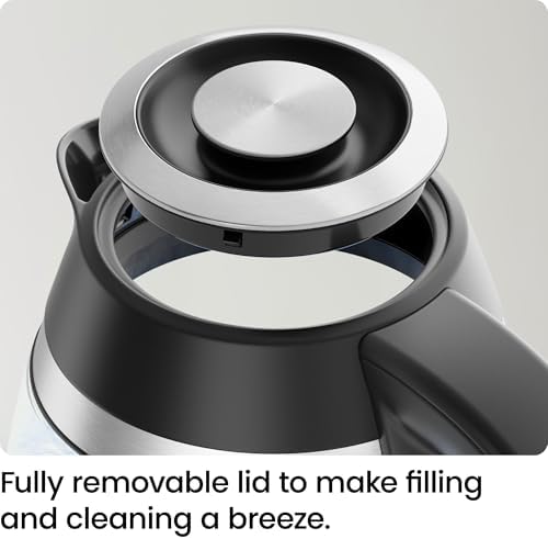 Chefman Electric Kettle, 1.8L 1500W, Hot Water Boiler, Removable Lid for Easy Cleaning, Auto Shut Off, Boil-Dry Protection, Stainless Steel Filter, BPA Free, Borosilicate Glass Electric Tea Kettle