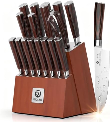 imarku 18-Piece Japanese 10Cr15Co mov High-Carbon Stainless Steel Knife Set