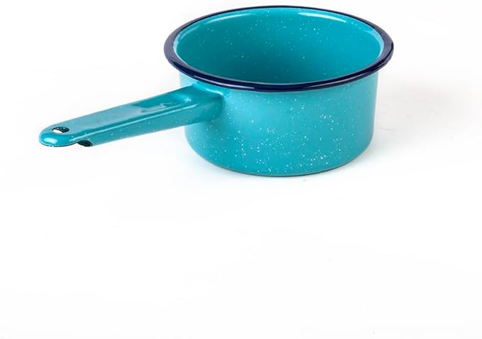 CINSA 1-Quart Saucepan - Enamel on Steel Durable Non-Stick Cookware for Indoor & Outdoor Cooking - Dishwasher Safe, Non-Porous & Antibacterial Porcelain Finish (Turquoise Blue)
